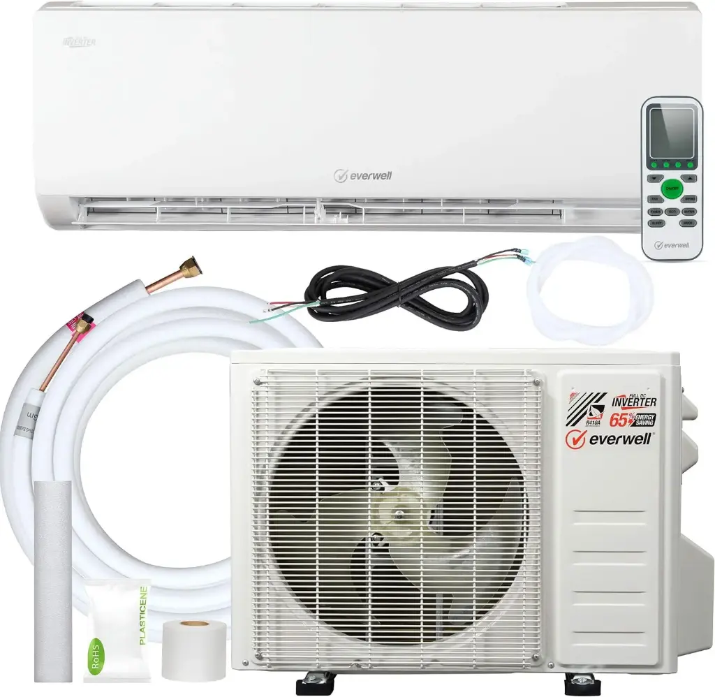 EVERWELL 12,000 BTU DUCTLESS AC MINISPLIT COOL & HEAT 17 SEER 110V